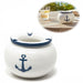 Sturmaschenbecher Anker 10x7,5cm Maritim Weiß Blau Windaschenbecher Aschenbecher