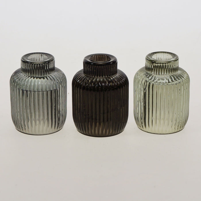 KI-generiertes Bild,3-fach Retro Glas Teelichthalter 2in1 Stabkerzen-Kerzenhalter Teelichtglas