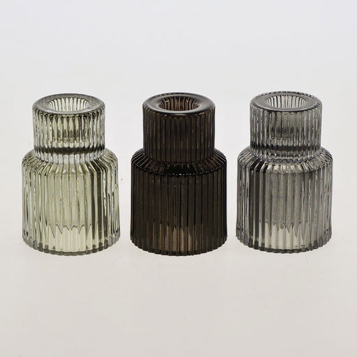 3-fach Retro Glas Teelichthalter 2in1 Stabkerzen-Kerzenhalter Teelichtglas