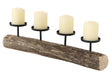 4-fach Kerzenschale Holz 51cm Braun Stumpenkerze Kerzenständer Kerzenleiste