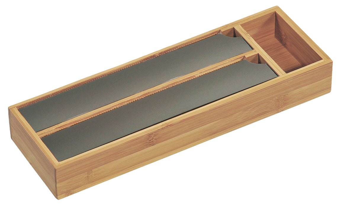 3-fach Holz Folienspender Bambus Schubladen Alufolienspender Folienschneider
