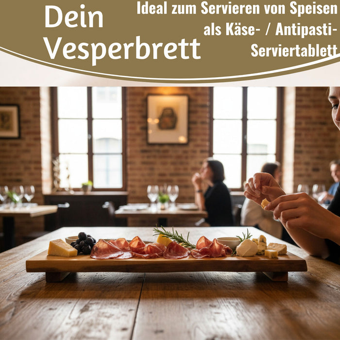 XL Vesperbrett Servierbrett 53cm Akazie Schneidebrett Serviertablett auf Füßen
