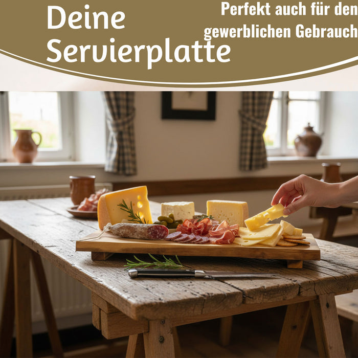 XL Vesperbrett Servierbrett 53cm Akazie Schneidebrett Serviertablett auf Füßen