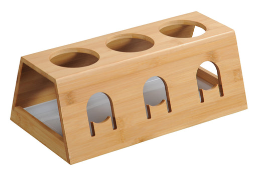Holz Flaschenständer Bambus passend für 3 Sodastream Flaschen Abtropfschale