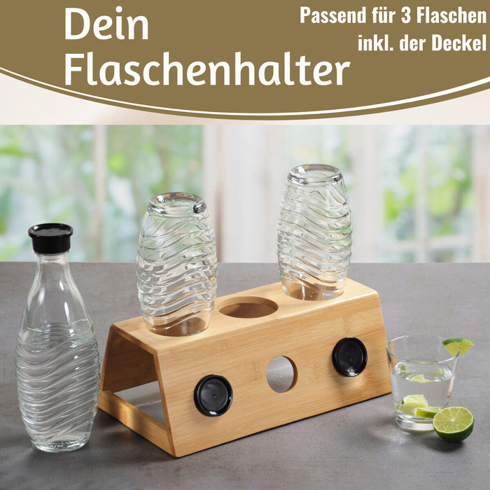 Holz Flaschenständer Bambus passend für 3 Sodastream Flaschen Abtropfs — LS-LebenStil