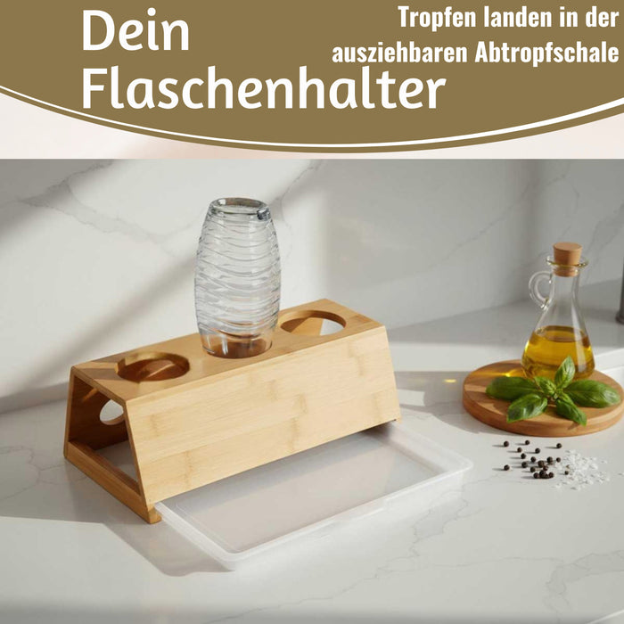 Holz Flaschenständer Bambus passend für 3 Sodastream Flaschen Abtropfs — LS-LebenStil