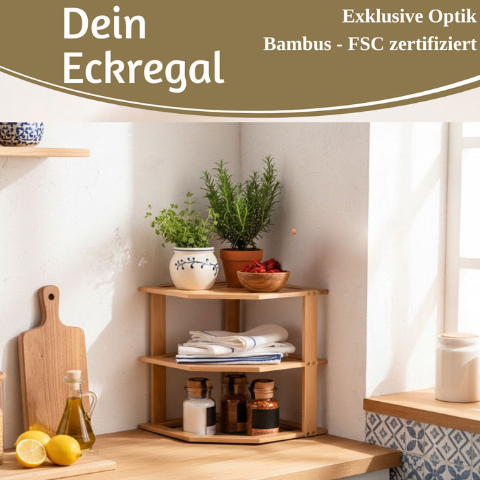 Küchenregal Eckregal Holz 27x25cm stehend Aufbewahrungsregal Gewürzregal