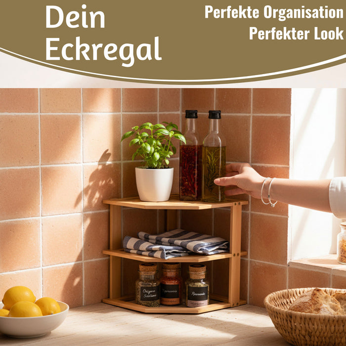 Küchenregal Eckregal Holz 27x25cm stehend Aufbewahrungsregal Gewürzreg — LS-LebenStil