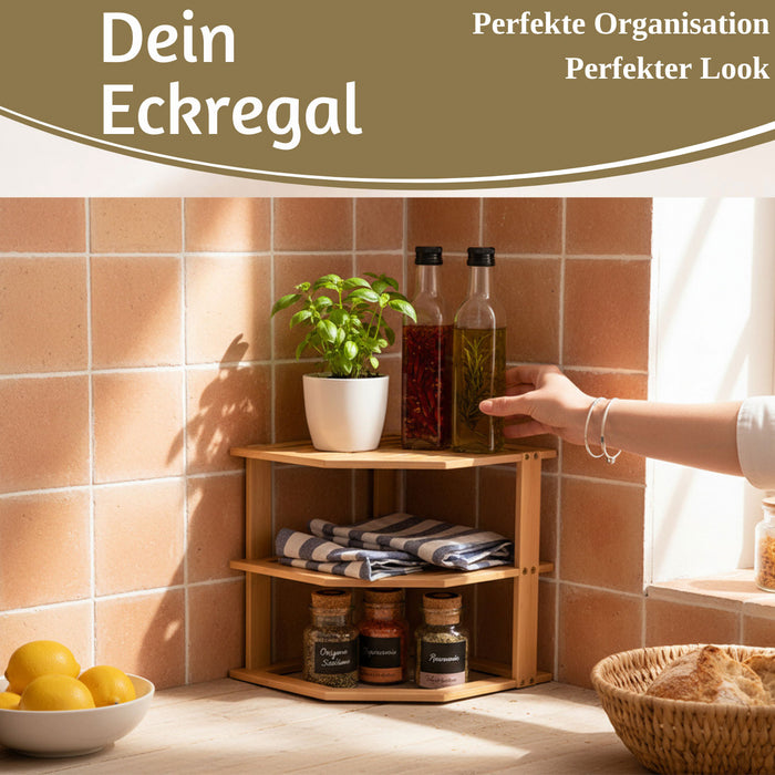 Küchenregal Eckregal Holz 27x25cm stehend Aufbewahrungsregal Gewürzregal