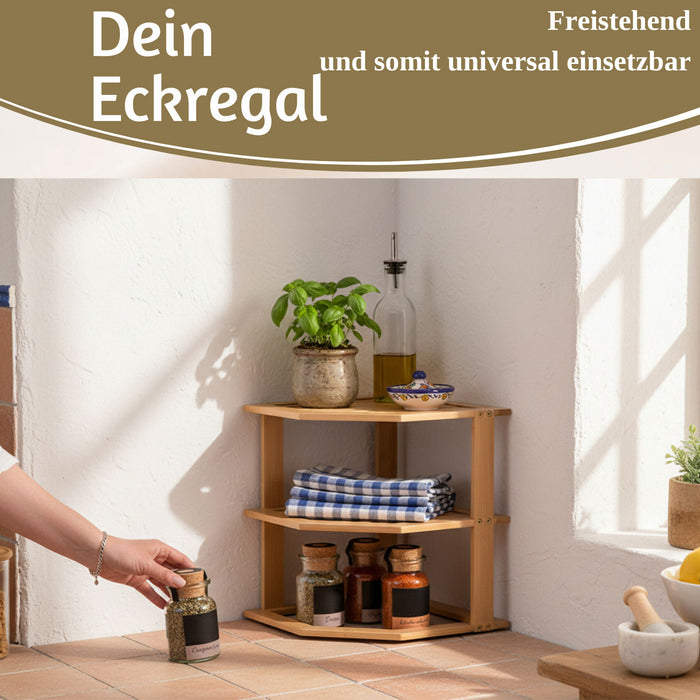 Küchenregal Eckregal Holz 27x25cm stehend Aufbewahrungsregal Gewürzregal