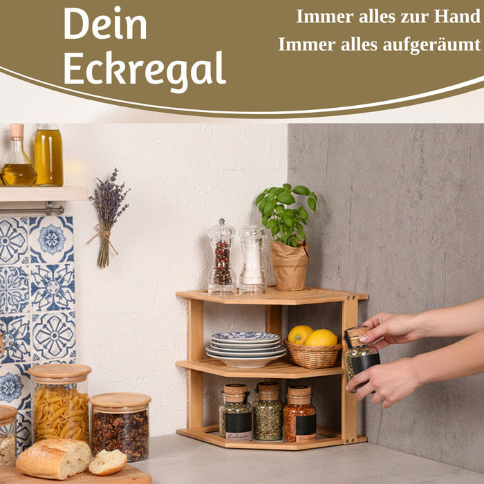 Küchenregal Eckregal Holz 27x25cm stehend Aufbewahrungsregal Gewürzregal