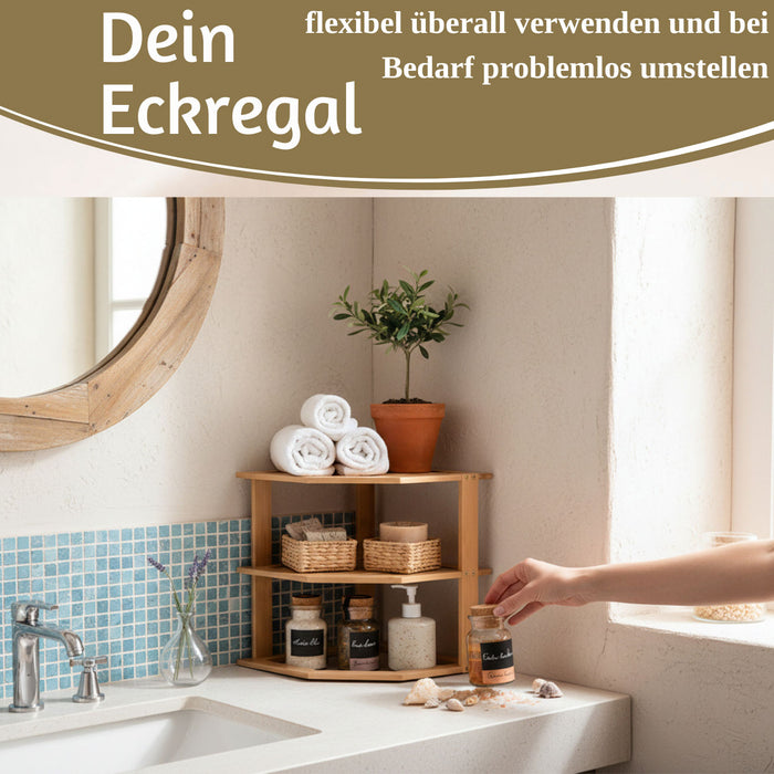 Küchenregal Eckregal Holz 27x25cm stehend Aufbewahrungsregal Gewürzregal