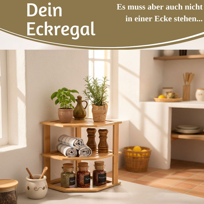 Küchenregal Eckregal Holz 27x25cm stehend Aufbewahrungsregal Gewürzregal