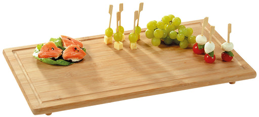 XL Holz Schneidebrett Herdabdeckplatte 50x28cm Bambus Küchenbrett Holzbrett Saftrille