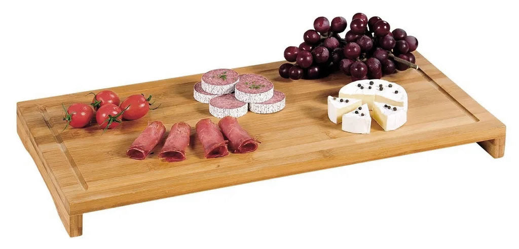 XL Holz Schneidebrett Herdabdeckplatte 54x28cm Bambus Küchenbrett Holzbrett Saftrille