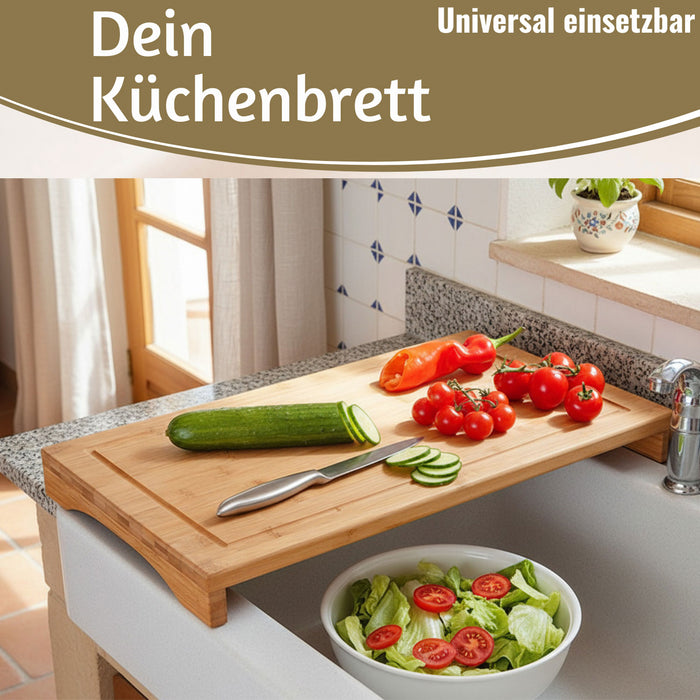 KI-generiertes Bild,XL Holz Schneidebrett Herdabdeckplatte 54x28cm Bambus Küchenbrett Holzbrett Saftrille