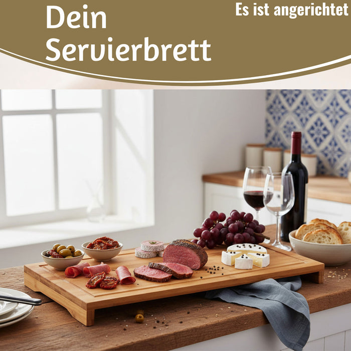 KI-generiertes Bild,XL Holz Schneidebrett Herdabdeckplatte 50x28cm Bambus Küchenbrett Holzbrett Saftrille