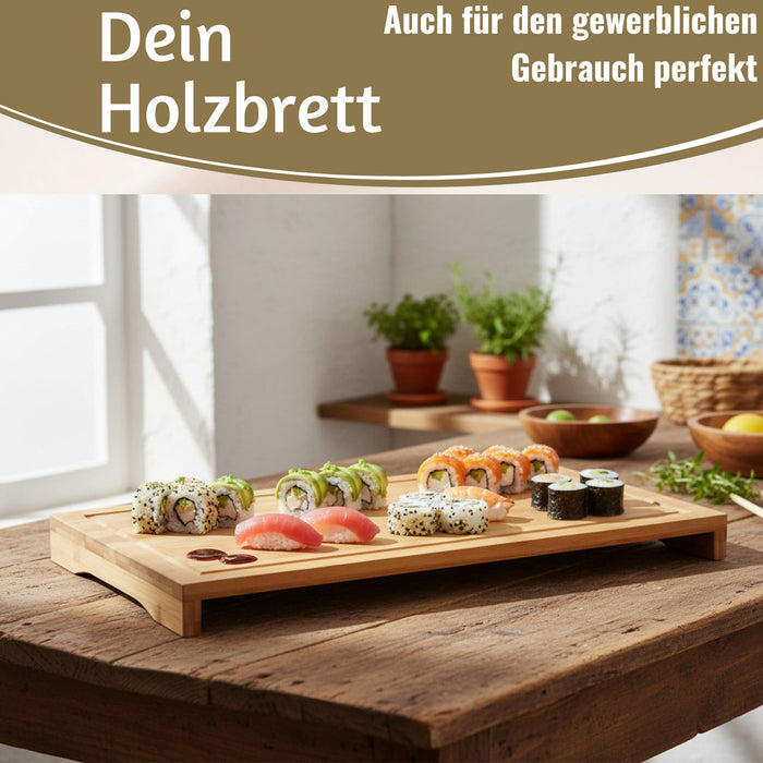 KI-generiertes Bild,XL Holz Schneidebrett Herdabdeckplatte 54x28cm Bambus Küchenbrett Holzbrett Saftrille