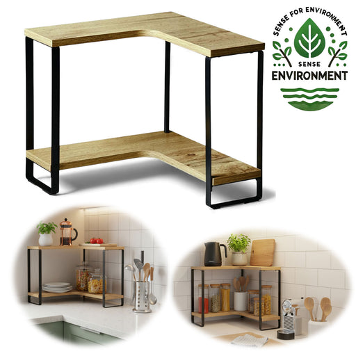 Küchenregal Eckregal Holz 30x30cm stehend 2 Ebenen Aufbewahrungsregal Gewürzregal
