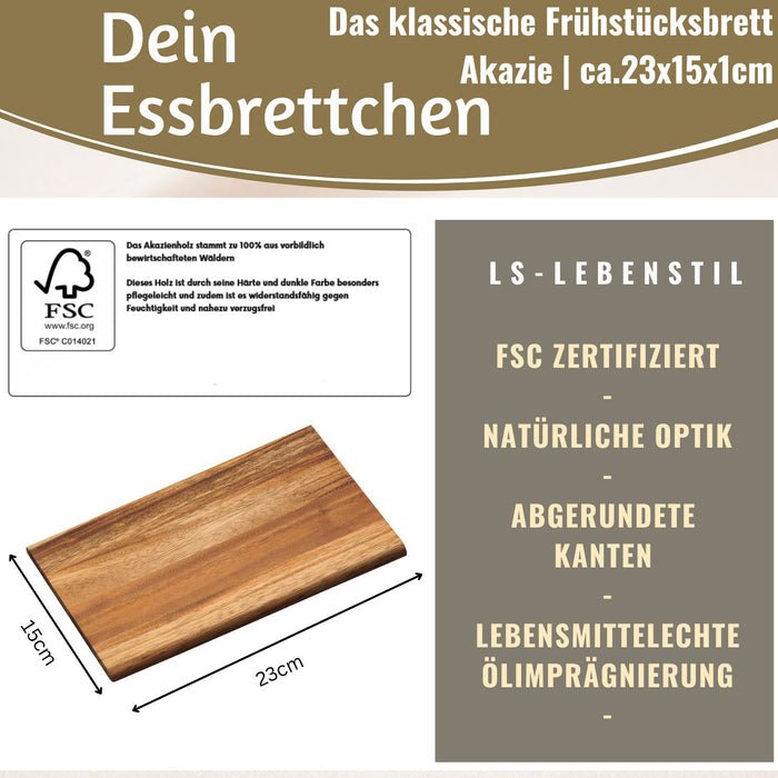 KI-generiertes Bild,Holz Frühstücksbrett Essbrettchen 23x15cm Akazie Küchenbrett Holzbrett