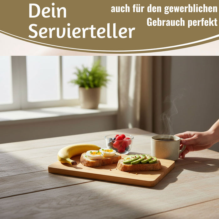 KI-generiertes Bild,3x Holz Frühstücksbrett Essbrettchen 22x14cm Set Bambus Küchenbrett Holzbrett