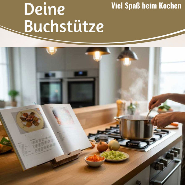 kochbuch aufbewahrung küche Holz Kochbuchhalter Bambus 23x18cm Braun Tablett-Halterung für iPad´s — LS-LebenStil