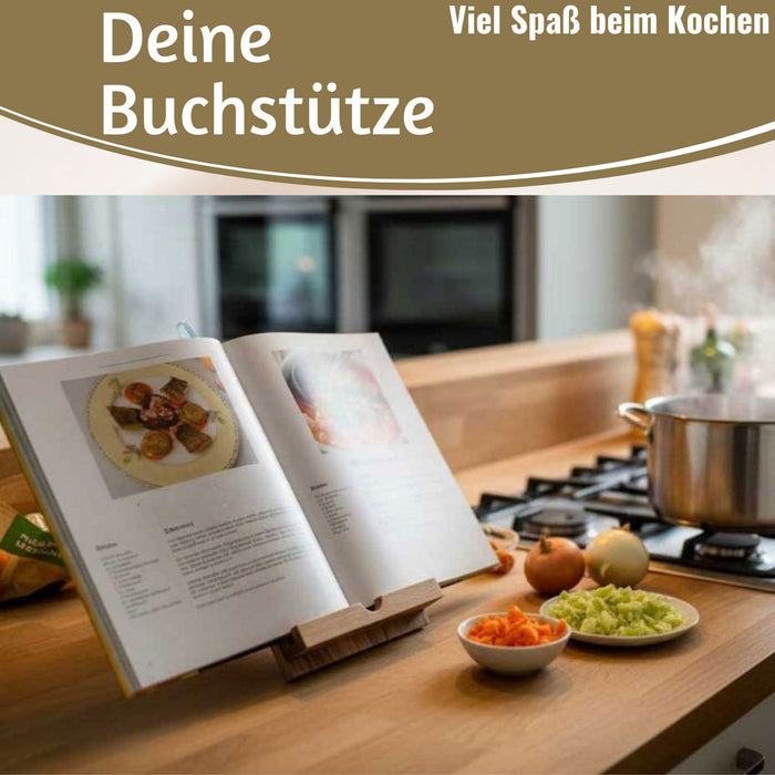 KI-generiertes Bild,Holz Kochbuchhalter Bambus 23x18cm Braun Tablett-Halterung für iPad´s