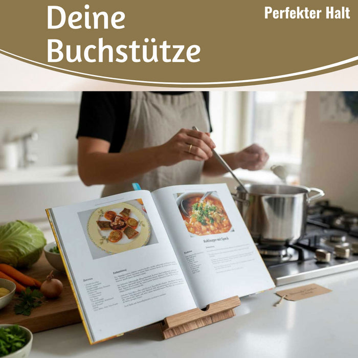 Holz Kochbuchhalter Bambus 23x18cm Braun Tablett-Halterung für iPad´s