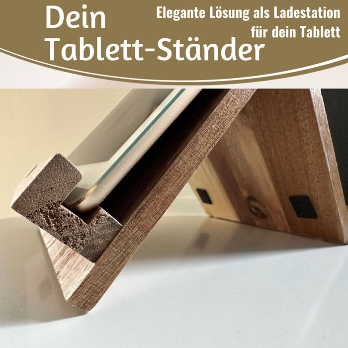 Holz Kochbuchhalter Bambus 23x18cm Braun Tablett-Halterung für iPad´s