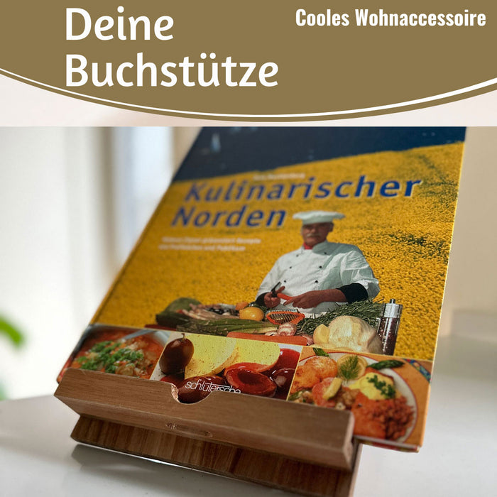 Holz Kochbuchhalter Bambus 23x18cm Braun Tablett-Halterung für iPad´s