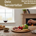 KI-generiertes Bild,Holz Fleischteller Servierteller 25cm Akazie Rund Schneidebrett Vesperbrett