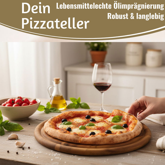 KI-generiertes Bild,XL Holz Fleischteller Servierteller 30cm Akazie Rund Schneidebrett Vesperbrett