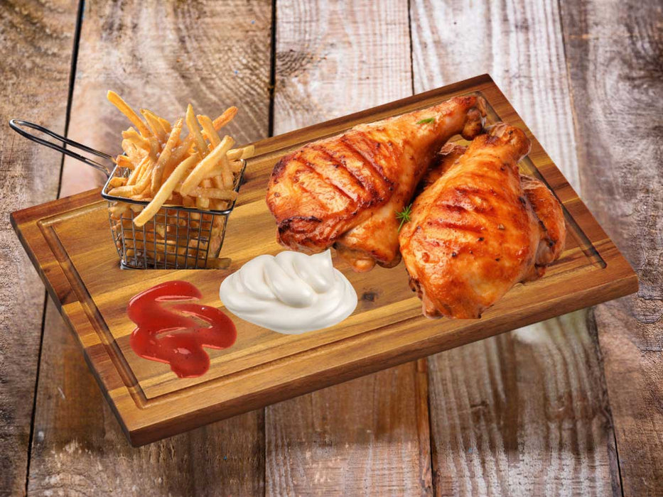 Profi Holz Schneidebrett Akazie 40x26x1,5cm Saftrille Küchenbrett Tranchierbrett