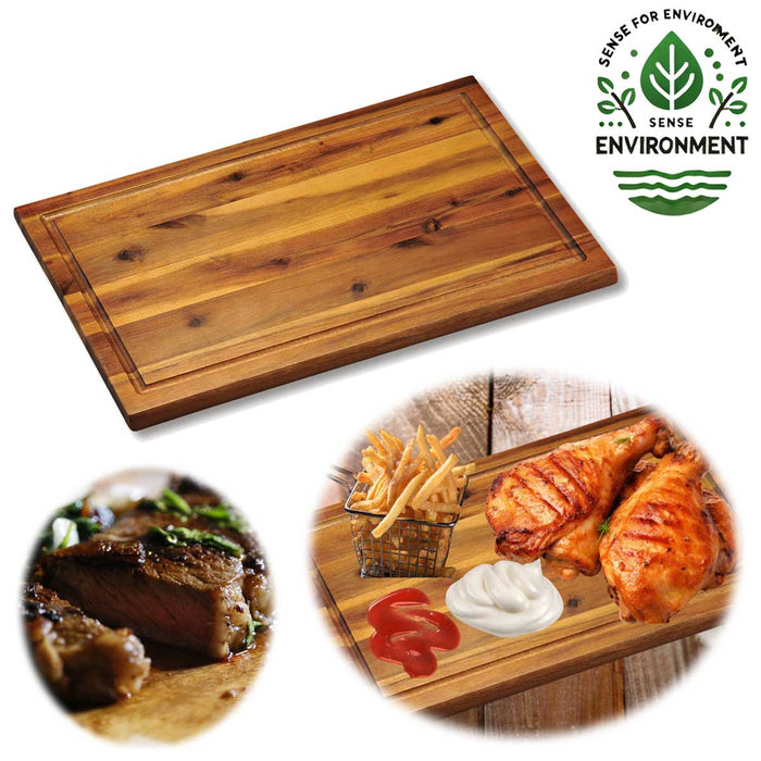 Profi Holz Schneidebrett Akazie 32x21x1,5cm Saftrille Küchenbrett Tranchierbrett