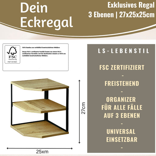 KI-generiertes Bild,Küchenregal Eckregal Holz 27x25cm Metall stehend Aufbewahrungsregal Gewürzregal