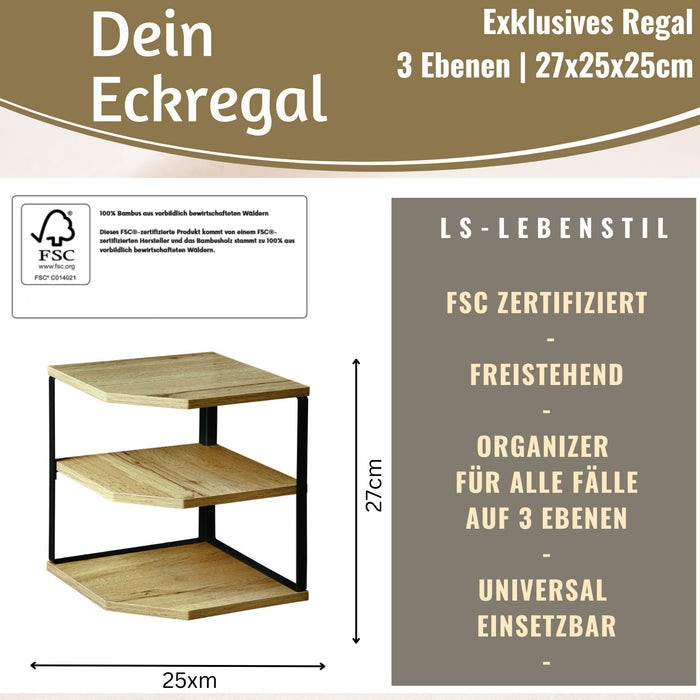 KI-generiertes Bild,Küchenregal Eckregal Holz 27x25cm Metall stehend Aufbewahrungsregal Gewürzregal