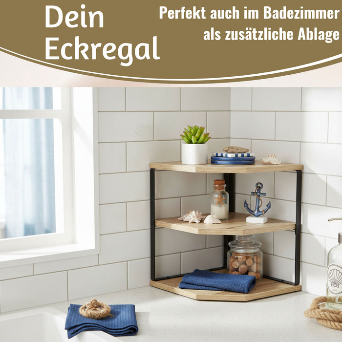 KI-generiertes Bild,Küchenregal Eckregal Holz 27x25cm Metall stehend Aufbewahrungsregal Gewürzregal