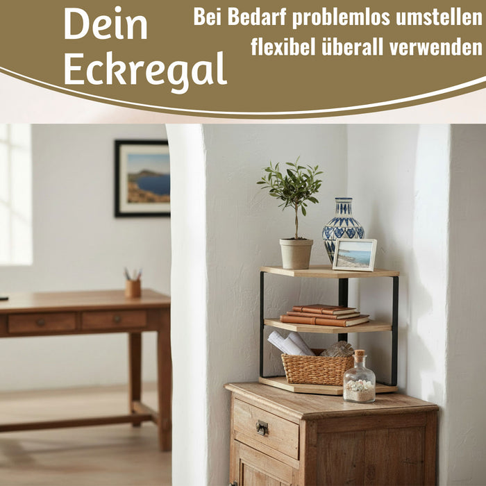 KI-generiertes Bild,Küchenregal Eckregal Holz 27x25cm Metall stehend Aufbewahrungsregal Gewürzregal