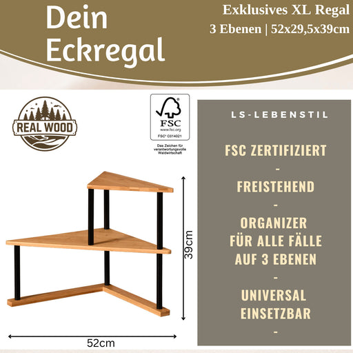 Holz Küchenregal Eckregal 39x52cm Metall stehend Aufbewahrungsregal Gewürzregal