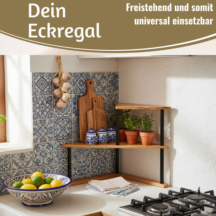 KI-generiertes Bild,Holz Küchenregal Eckregal 39x52cm Metall stehend Aufbewahrungsregal Gewürzregal