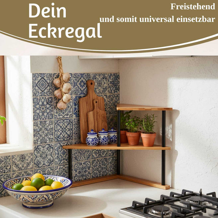 Holz Küchenregal Eckregal 39x52cm Metall stehend Aufbewahrungsregal Gewürzregal