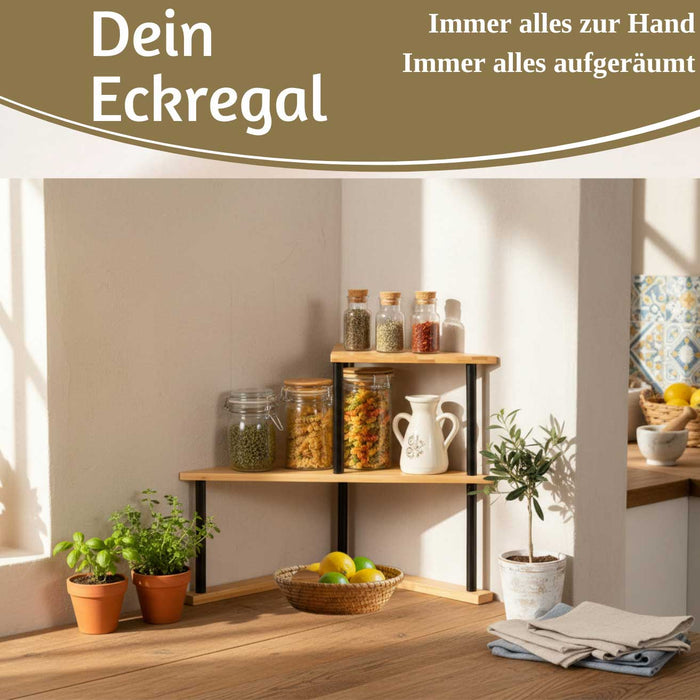 Holz Küchenregal Eckregal 39x52cm Metall stehend Aufbewahrungsregal Gewürzregal