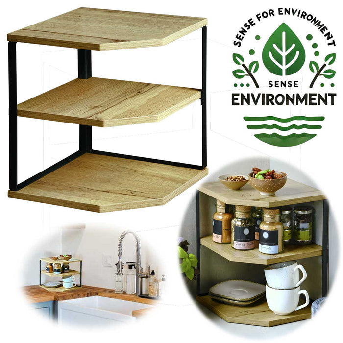 Küchenregal Eckregal Holz 27x25cm stehend Aufbewahrungsregal Gewürzregal