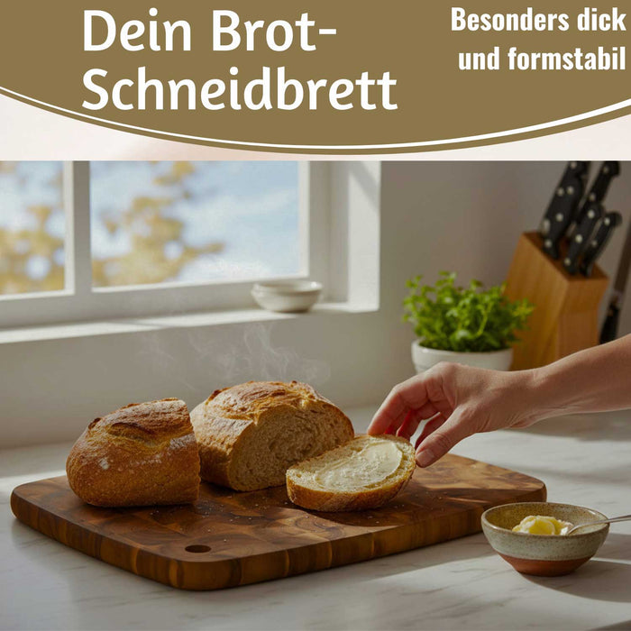 KI-generiertes Bild,Profi Holz Schneidebrett Stirnholz 32cm Akazie Küchenbrett Tranchierbrett