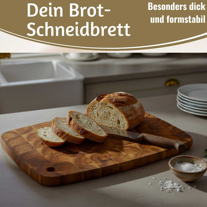 KI-generiertes Bild,Profi Holz Schneidebrett Stirnholz 40cm XL Akazie Küchenbrett Tranchierbrett
