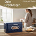 Vintage Brotkasten Blau 30cm Metall mit Deckel Retro Brotbox Aufbewahrungskorb