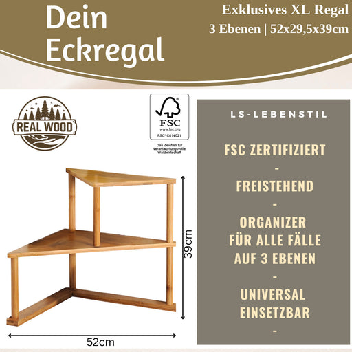 Holz Küchenregal Eckregal 39x52cm stehend Aufbewahrungsregal Gewürzregal