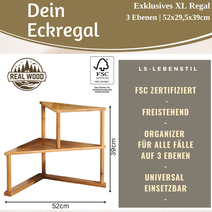 Holz Küchenregal Eckregal 39x52cm stehend Aufbewahrungsregal Gewürzregal