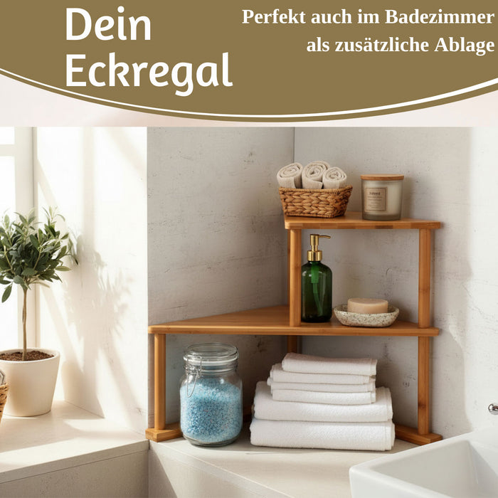 Holz Küchenregal Eckregal 39x52cm stehend Aufbewahrungsregal Gewürzregal