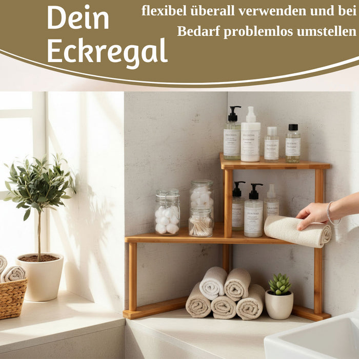 Holz Küchenregal Eckregal 39x52cm stehend Aufbewahrungsregal Gewürzregal